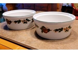 Set of 2 Cades Cove White souffle with Apple Blossom Fruit Design